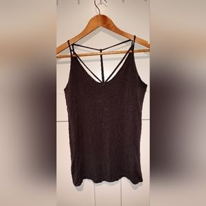 American Able Casey Cross Front Knit Strapy Tank Top Dark Gray Size Small